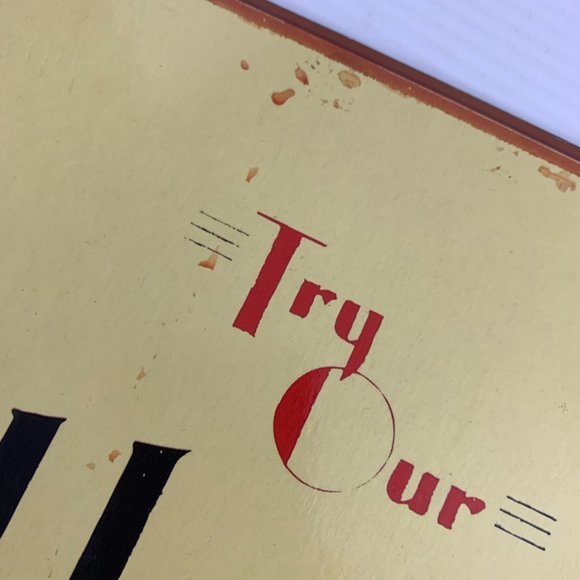 Marty Mummert Try Our Hamburgers Cork Backed Diner Kitchen Sign 16" X 11" Retro - Picture 4 of 7